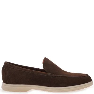 Ανδρικό loafer Isaac Roma σε ταμπά suede χρώμα, πλαϊνή όψη