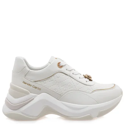 Γυναικείο chunky sneaker Renato Garini σε λευκό χρώμα, πλάγια όψη
